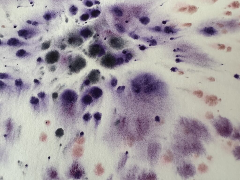 détail d'une aquarelle violette