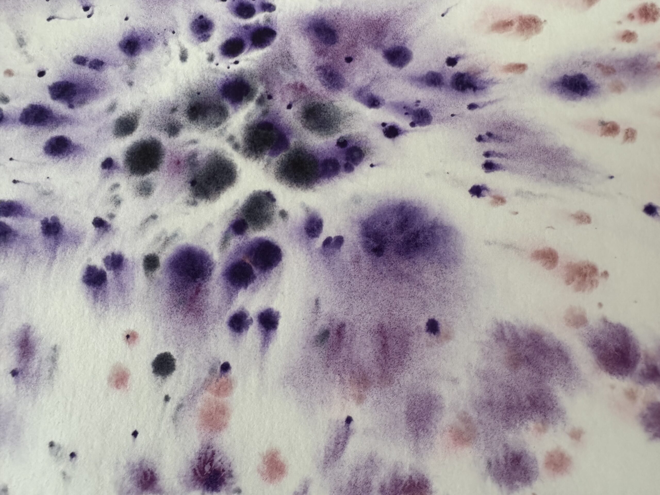 détail d'une aquarelle violette